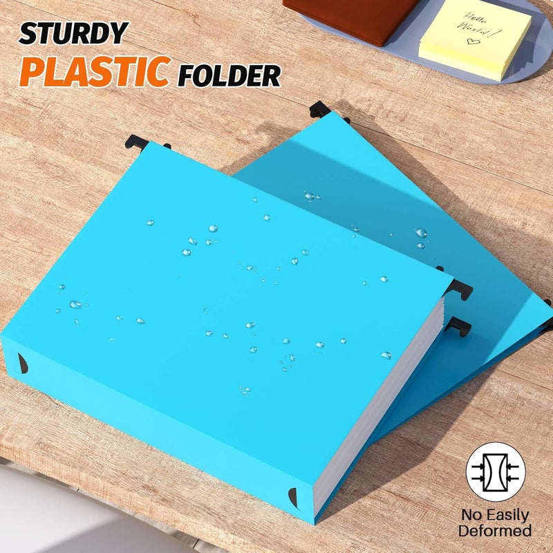 SHUTEX Extra Capacity Plastic Hanging File Folders,12 Pack Reinforced Hang Folders,Heavy Duty 2 Inch Expansion,Plastic Filing Cabinet Folders,Letter Size,Designed for Bulk Files, Medical Charts,Blue - Image 2